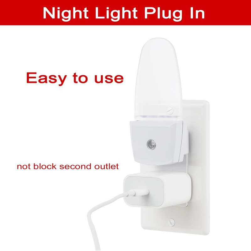 GREENIC Red Plug in LED Night Light 2 Pack Dusk