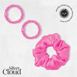 Silver Cloud 3 Mixed Fuchsia Satin Scrunchies