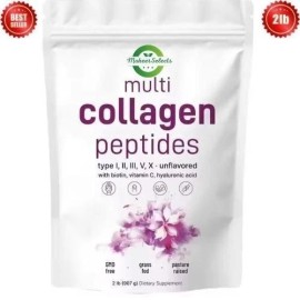 Multi Collagen Peptides Powder 2 lb Hydrolyzed Protein Peptide Type I,II,III,V,X