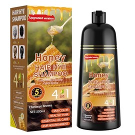 Chestnut Brown Hair Dye Shampoo 3 in 1 for Women & Men 100% Gray Hair Coverage - Herbal Ingredients Natural Plant Hair Color - Hair Dye in Minutes 500ML