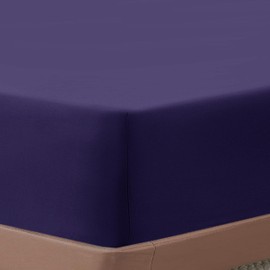 Simply Amelia Single Fitted Sheet Navy 100% Brushed Cotton 30cm Deep Super Soft and Breathable Shrinkage & Fade Resistance Machine Washable Corner Elastic Bed Sheet (90 X 190 CM)