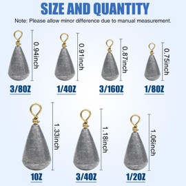Fishing Weights Bass Casting Sinker Weights Lead Bell Sinkers Drop Shot Weights with Brass Swivels Catfish Weights Sinkers for Saltwater Freshwater (20pcs 1oz)