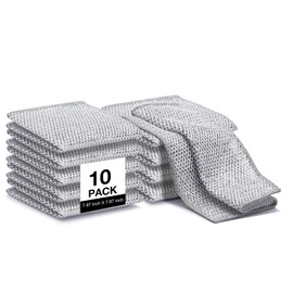 Wire Dishwashing Rag, 10 Pcs 2026 New Multipurpose Wire Dishwashing Rags for Wet and Dry Reusable Premium Metal Scrubbing Pads Sponge Cooktop Wire Dishcloth Clean Cloths for Home Kitchen