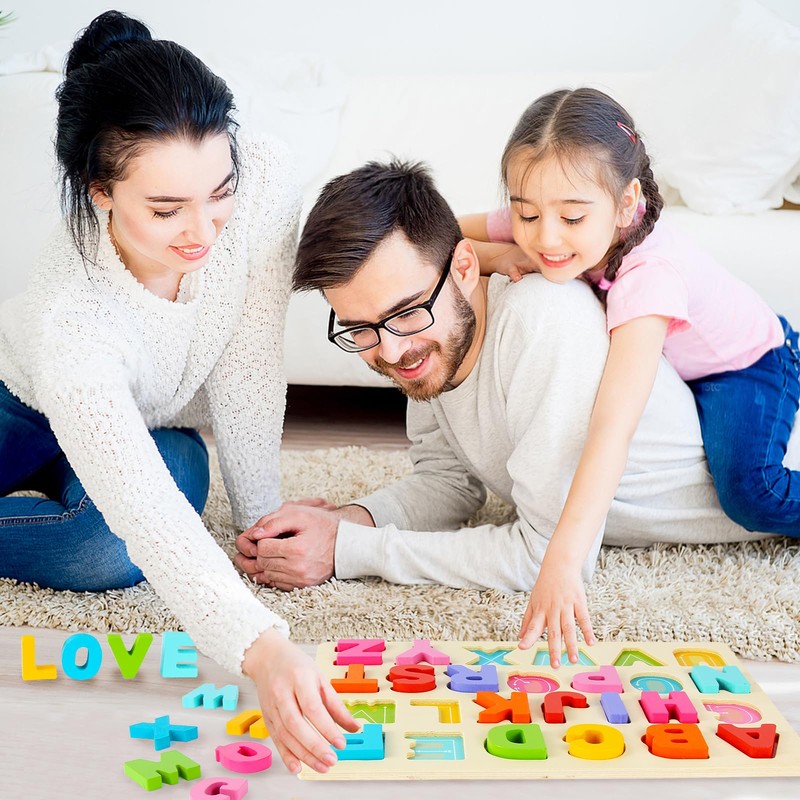 Wooden Puzzles for Toddlers, ABC Alphabet Puzzle, Learning Toys, Preschool