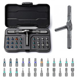 24 in 1 Magnetic Ratchet Screwdriver Set, Multi Bit DIY Magnetic Screwdriver Set with Detachable Ratchet Handle, Portable Precision Repair Tool Kit for Furniture, Electronics, Bicycle