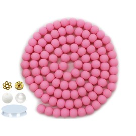 PAMIR TONG 250pcs 8mm Pink Clay Round Smooth Space Polymer Heishi Preppy Cute Bulk Beads for Earring, Necklaces, Bracelet Jewerly Making & DIY Crafts (Pink PT415)
