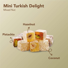 Truede Mini Mixed Nut Turkish Delight (150g) - Hand-Made, Hazelnut, Pistachio & Coconut Mini Turkish Delight
