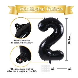TONIFUL 2026 Black Foil Number Balloons 16 Inch Black 2026 Number Balloons 2026 Graduation Aluminum Foil Mylar Balloons for 2026 New Year Eve Christmas Anniversary Party Supplies