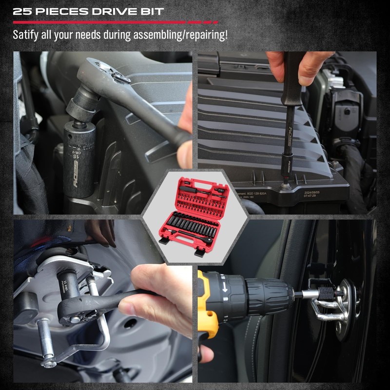 64-Piece 1/4" Drive Impact Socket Wrench Driver-Bits Set, Cr-V Metric&SAE