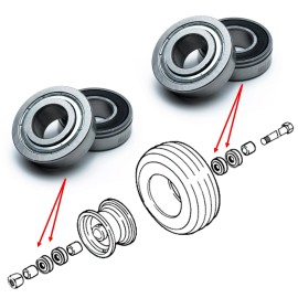 HD Switch 4 Sets - Front Wheel Rebuild Bearings for Dixie Chopper 402065 13x6.5-6 SOLID