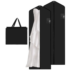 Pack of 2 Garment Bags, Wedding Dress, Garment Bag, Long 180 cm, Anti-Dust, Breathable Garment Bags, Long with Zip, Waterproof Protective Shield for Wedding Dresses, Evening Dresses, Coats, Long