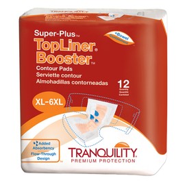 Tranquility TopLiner® Disposable Absorbent Booster Contour Pads for Bowel Incontinence - Super-Plus (32" x 14") - 96 ct