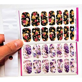 3 Pack Floral Nail Wrap Purple and Black Full Nail Wrap Water Transfer Nail Decal