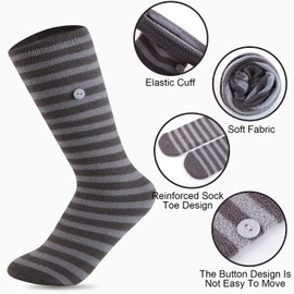 Homealexa 4 Pairs Socks Terry Cloth Inner Knitted Socks Men's Winter Socks Thermal Socks Winter Socks Striped Socks, Black + Grey + Lake Blue + Navy Blue
