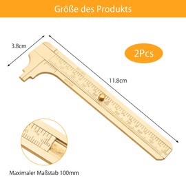 UOCAI Pack of 2 Small Callipers, Analogue, Handy Push Gauge, Mini Brass Sliding Gauge, Double Scale, Pocket Ruler, for Jewellery, Woodworking, Inch Measuring Tool Ruler, 100 mm
