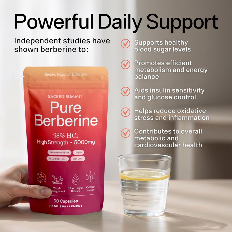 Sacred Summit Pure Berberine 500mg – 10:1 Extract (5000mg Equivalent)