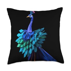Origami Master Folding Paper Craft Origami Peacock Japanese Art Paper Folding Artist Throw Pillow, 18x18, Multicolor