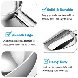 P&P CHEF - Juego de 4 cucharadas de hielo pequeñas de acero inoxidable para el hogar, bar, bufé, boda, acabado de espejo y forma elegante, fácil de limpiar y lavaplatos