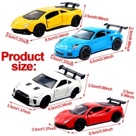 Toy Car, 4 Pcs Mini Play Vehicles Set Children's Pull Back Toys Cars Model Vehicle Racing Cars Toys Cast Model Automobile Collectable Alloy Vehicle for Children's Playtime and Birthday Party Gifts