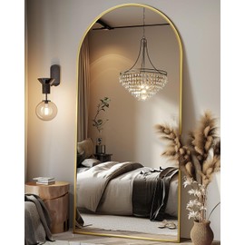 Suidia Arched Full Length Mirror, 71"x28" Floor Mirror Freestanding, Floor Standing Full Body Mirror with Stand for Bedroom, Hanging Mounted for Living Room Cloakroom, Gold