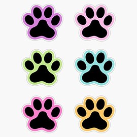 Paw Prints With Color Outline - Pink, Purple, Blue, Green And Orange Waterproof Vinyl Window Bumper Sticker Decal 5"