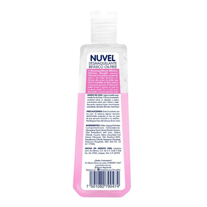 Desmaquillante Bifásico Nuvel Oil Free 235ml