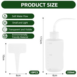 AOOSU Wash Bottle, 3pcs 250ml Bend Mouth Watering Cans Transparent Plastic Lab Narrow Mouth Squeeze Bottles, Long Nozzle Waterer with Leak-proof Ideal for Labware, Tattoo Cleaning, Plant Watering