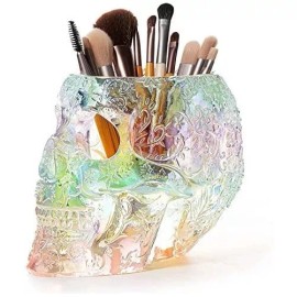 The Wine Savant Soporte Para Brochas Y Bolígrafos De Maquillaje Skull, Extra