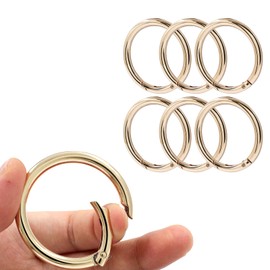 Augiimor - 6 anillos de resorte duraderos, clips de resorte redondos de aleación de zinc de alta calidad, anillos divididos de metal fuertes para bolsos, llaveros y bolsos (dorado, diámetro interior: