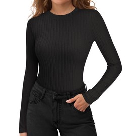 MANGOPOP Long Sleeve Underscrub for Women Thermal Undershirts Ribbed Fitted Crew Neck Fall Winter Trendy Going Out Tops 2025
