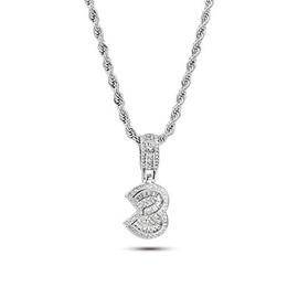 SBI Jewelry Women Lucky 3 Number Necklace for Silver Men Clear CZ Alloy Mom Daughter Girlfriend Boyfriend Husband Grandma Valentine Couple Family Birthday Anniversary Mothers Day