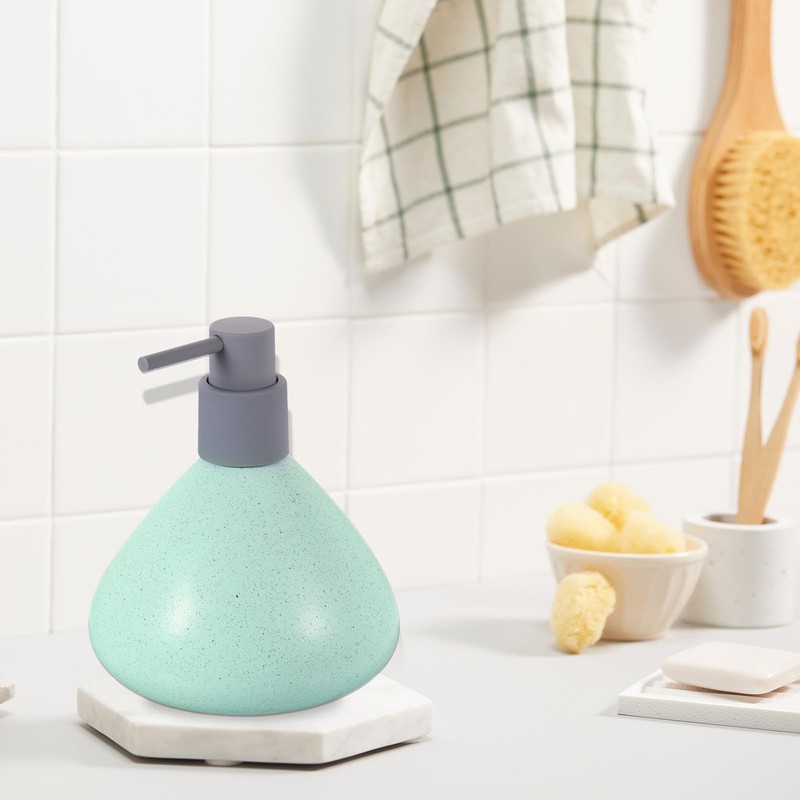 sourcing map Soap Lotion Dispenser with Pump 450ml/15oz Green Ceramic