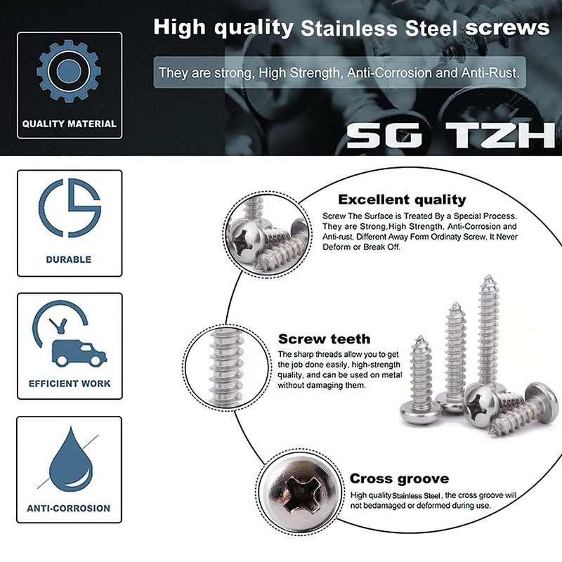 #4 x 3/4" Wood Screw 100Pcs 18-8 (304) Stainless Steel