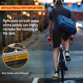 Bike Pedals 9/16 Inch - Bicycle Pedals with Reflectors - 3 Sealed Bearings MTB Pedals Wide Platform Pedals for Mountain Bike, BMX, Road Bike Pedals (Titanium)