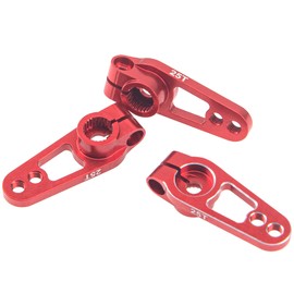 3Pack ShareGoo Metal 25T Servo Horn,25 Teeth Spline Steering Arm Server Rocker Compatible with Futaba Savox Power HD MG995 MG996 Servos Motors for RC On Road Touring Car Truck Models Boat (Red)