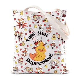 FOTAP Hazbin Cartoon Movie Merch Take That Depression Handbag Hazbin Anime Shopping Bag Demon Ducky Tote Bag (Depression UK)