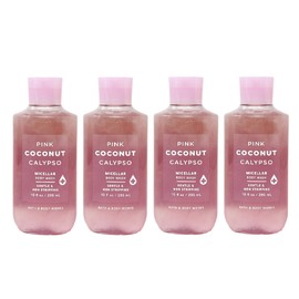 Bath and Body Work Pink Coconut Calypso 4 Pack Micellar Body Wash Bundle - 10 fl oz / 295 mL each