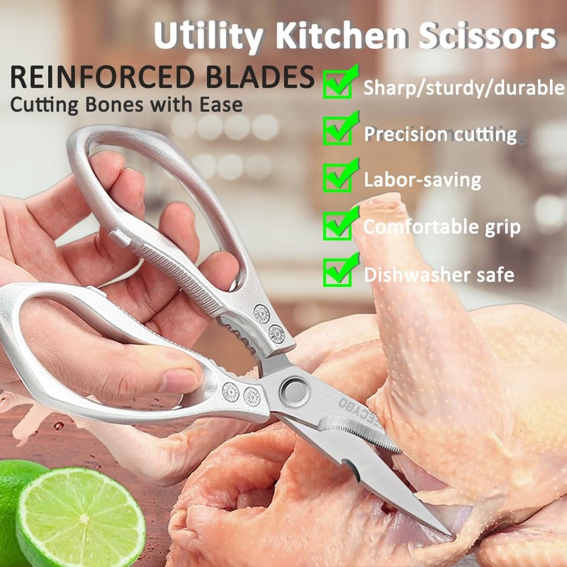 All Purpose Heavy Duty Shears, 2-Pack Kitchen Scissors for Food,