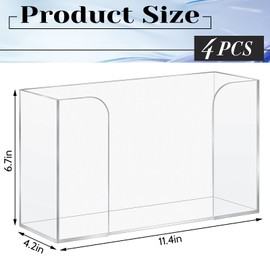 Deekin 4 Pcs Acrylic Paper Towel Dispenser Countertop Paper Towel Holder, Clear Trifold Guest Napkin Dispenser for Z-fold, C-fold or Multifold paper holder for Bathroom Toilet and Kitchen