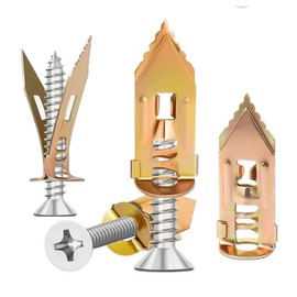 80pcs Self Drilling Drywall Anchors with Screws Kit, Upgraded Zinc Plated Steel Expansion Anchors (0.47x1.18 Inch) with 304 Stainless Steel Screws, No Drill Needed, Hold 75LB for Wall Hanging