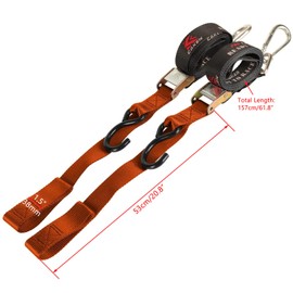 PRO CAKEN 2 PCS 1.5”Width Soft Loop Motorcycle Tie Down Strap-7ft-1500LB Break Strength,Fit for Moving Cargo,Lawn Equipment, Appliance,Motorcycle,with Premium S-Hook & Ratchet Mechanism-Orange