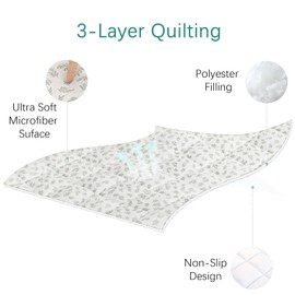 Sheet for Regalo My Cot Portable Toddler Bed, Joovy Travel Cot (Sheet Only, Bed not Included), Quilted Soft Padded Cover, 48''×24.5'', Green Leaf