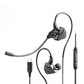 Type c Earphones, Wired Gaming, Wired Earpods Earpods Earphones with Microphone, Headset, In-Ear Type, Deep Bass, Smartphone Compatible, Black (Black b)