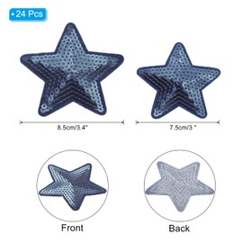 PATIKIL Sequin Star Iron on Patches, 28 Pcs Sew on Applique Patch Embroidery Sequin Glitter Patches for DIY Shoes Clothes Hats Backpacks Costume, Dark Blue
