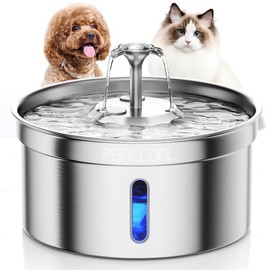 Cat Water Fountain Stainless Steel 4L/132oz,Large Capacity Pet Water Fountain for Cats Inside, Automatic Dog Water Dispenser with Quiet Pump, Suitable for Multi-pet Households - SIZE: Cat Water Fountain