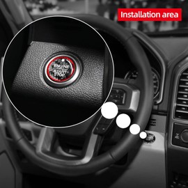 BETTERHUMZ Car Engine Start Button Sticker Compatible with Ford F150 Raptor 2015-2020 Carbon Fiber Control Knob Decorative Sticker Car Interior Accessories (Black-Red)