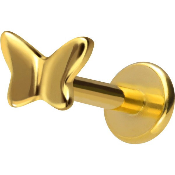 PIERCINGLINE Titanium Labret with Internal Thread Titanium Attachment Butterfly Piercing