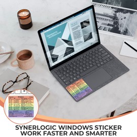 SYNERLOGIC Windows PC Reference Keyboard Shortcut Sticker | Vinyl, No-Residue Adhesive Windows Shortcut Sticker for Any PC Laptop or Desktop | Windows Shortcuts Cheat Sheet (Rainbow/Large, 5pcs)