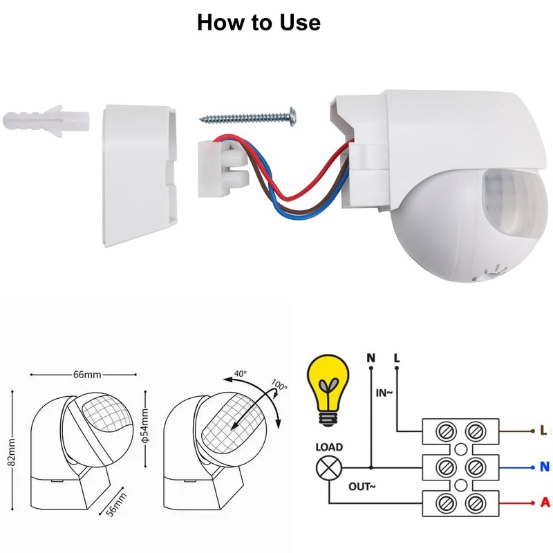 Greluma 1 Piece IP44 Waterproof PIR Infrared Motion Sensor Indoor