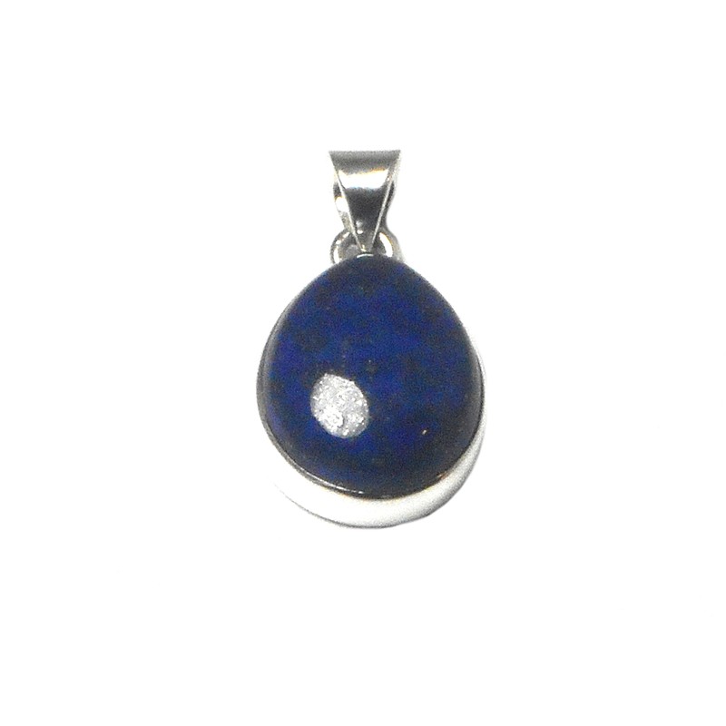 Teardrop Afghanistani Lapis Lazuli Sterling Silver 925 Gemstone Pendant -